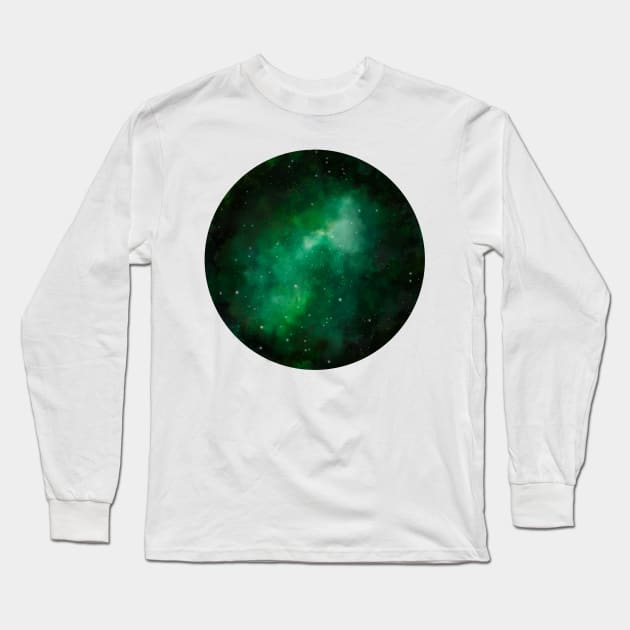 Green galaxy Long Sleeve T-Shirt by RosanneCreates